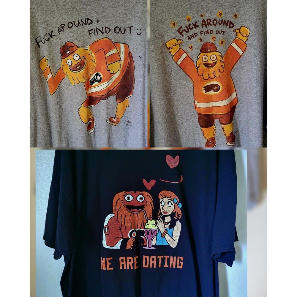 Lot of 3: Flyers GRITTY Fafo Mens Gildan Big & Tall T-Shirts 4XL 1 Black, 2 Gray